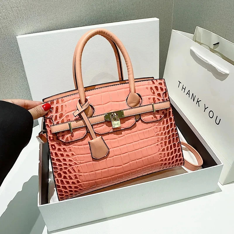 Bolsa Feminina Tote Modelo Queen Croco White – Edição Limitada