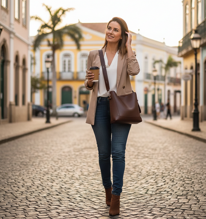 Bolsa Feminina Couro Modelo Mocca Plus - Preta