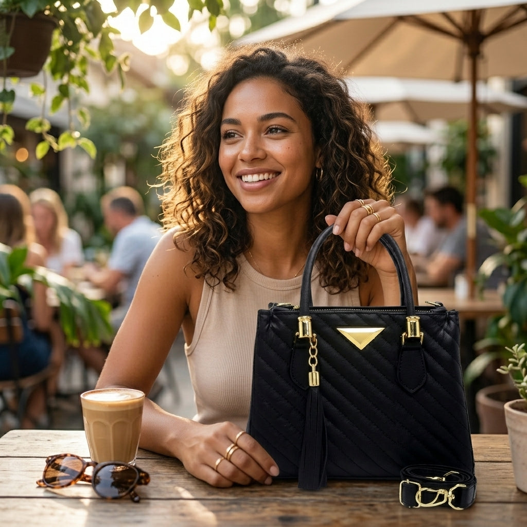 Bolsa Tote Feminina Matelassê Geométrico | Sofisticação Premium
