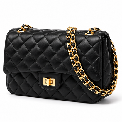 Bolsa Feminina Transversal Matelassê com Corrente Dourada Modelo Copacabana