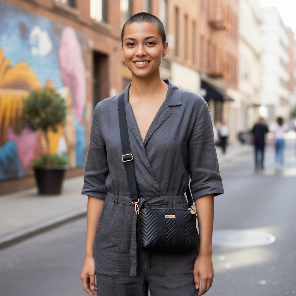 Bolsa Feminina Transversal Modelo Raquel | Preta