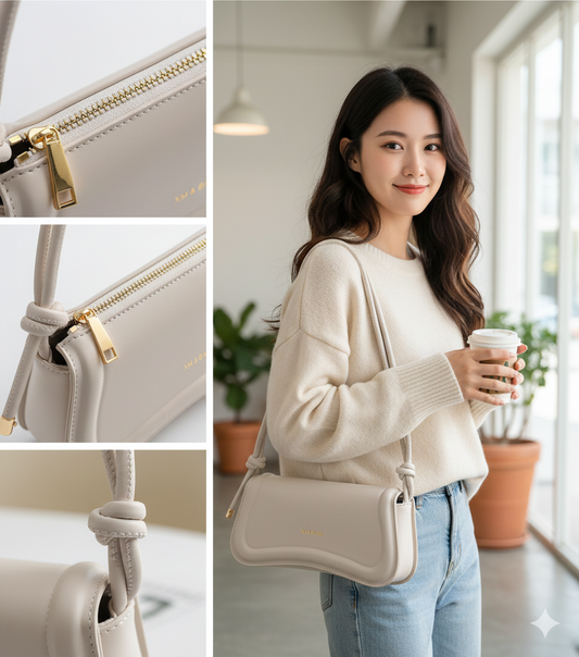 Bolsa Feminina Tiracolo Baguete Feminina Preta Modelo Knot Elegance