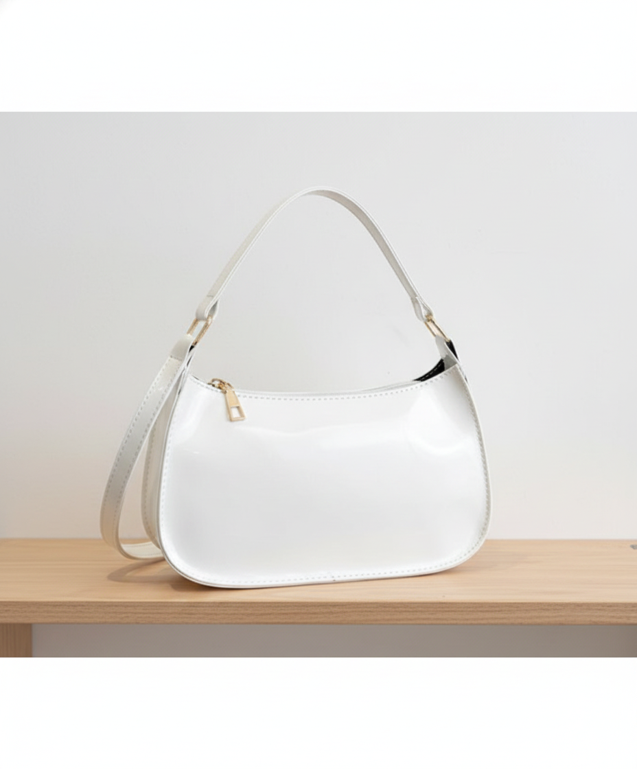Bolsa Feminina Tiracolo Baguete Feminina de Ombro em Verniz