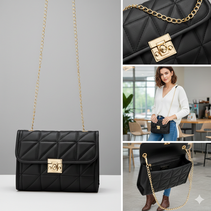 Bolsa Feminina Tiracolo Feminina Preta com Matelassê