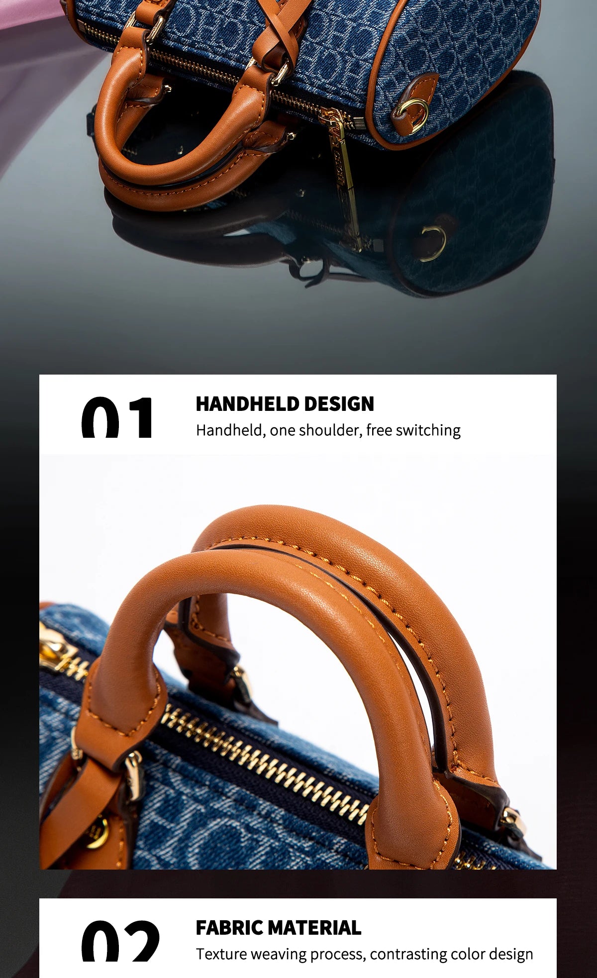 Bolsa Feminina Tiracolo Barrel Retro Denim