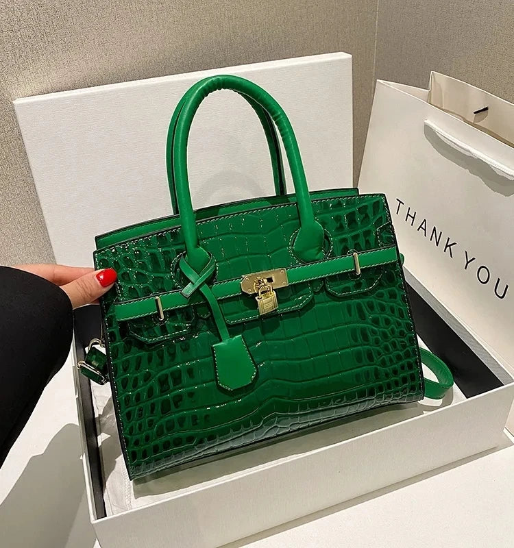 Bolsa Feminina Tote Modelo Queen Croco White – Edição Limitada