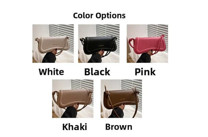 Bolsa Feminina Tiracolo Baguete Feminina Preta Minimalista com Alça de Nó Dupla