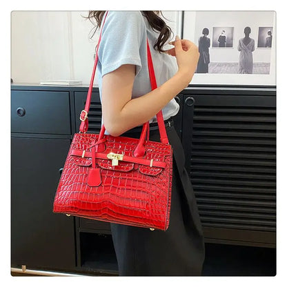 Bolsa Feminina Tote Modelo Queen Croco White – Edição Limitada