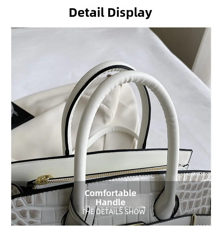 Bolsa Feminina Tote Modelo Queen Croco White – Edição Limitada