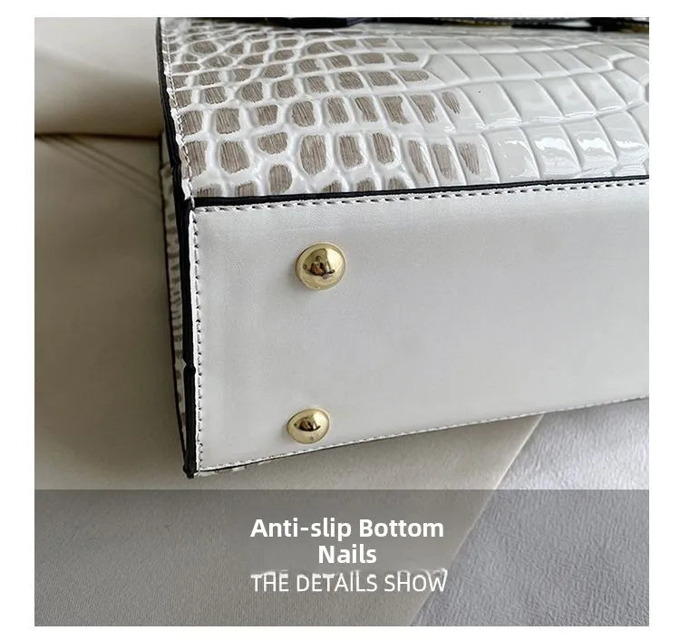 Bolsa Feminina Tote Modelo Queen Croco White – Edição Limitada