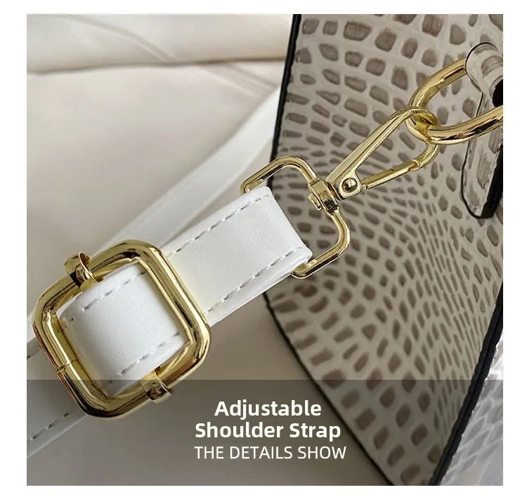 Bolsa Feminina Tote Modelo Queen Croco White – Edição Limitada