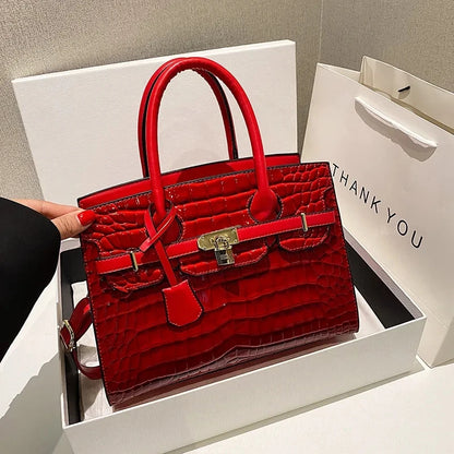 Bolsa Feminina Tote Modelo Queen Croco White – Edição Limitada