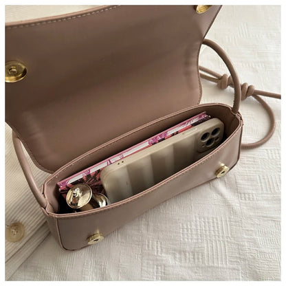 Bolsa Feminina Tiracolo Baguete Feminina Preta Minimalista com Alça de Nó Dupla