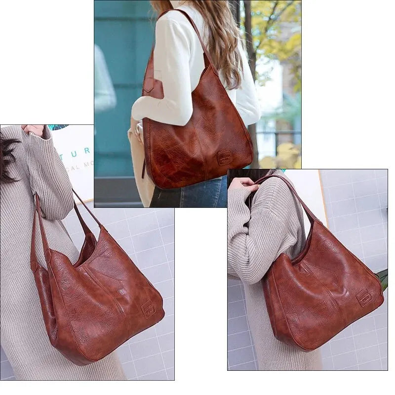 Bolsa Feminina de Couro Modelo Hobo Sienna – Patchwork Conforto e Estilo