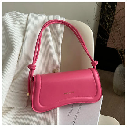 Bolsa Feminina Tiracolo Baguete Feminina Preta Minimalista com Alça de Nó Dupla