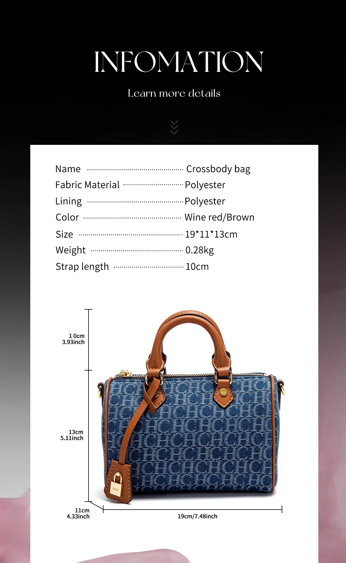 Bolsa Feminina Tiracolo Barrel Retro Denim