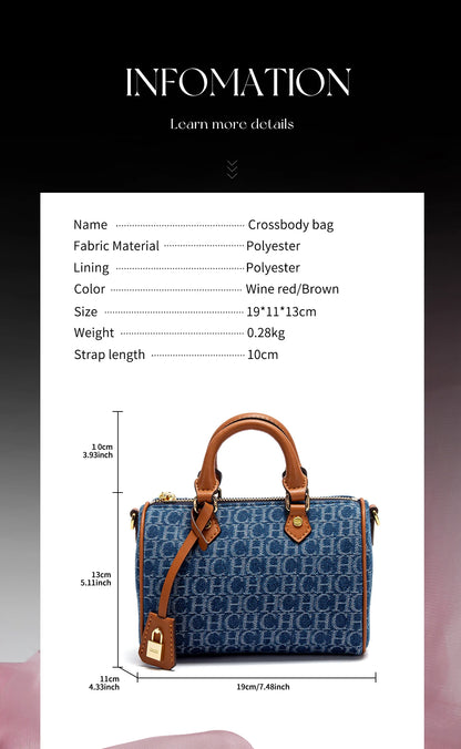 Bolsa Feminina Tiracolo Barrel Retro Denim