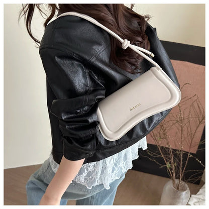 Bolsa Feminina Tiracolo Baguete Feminina Preta Minimalista com Alça de Nó Dupla