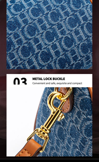 Bolsa Feminina Tiracolo Barrel Retro Denim