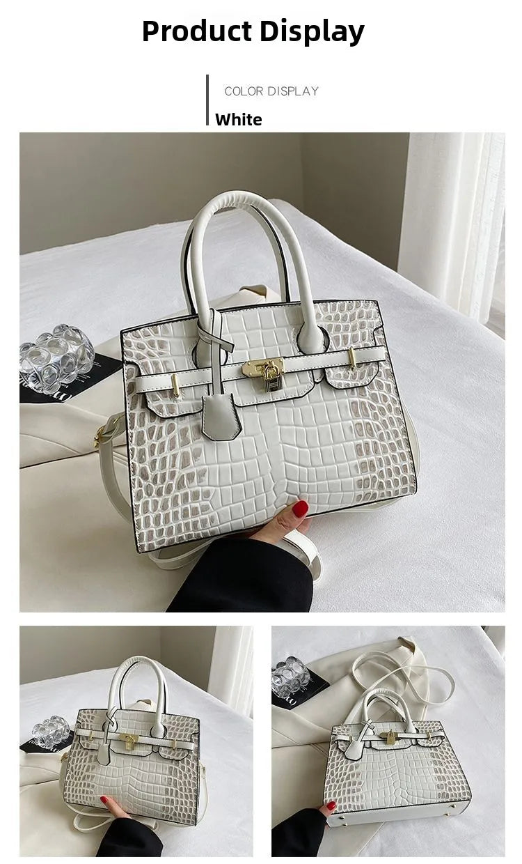 Bolsa Feminina Tote Modelo Queen Croco White – Edição Limitada