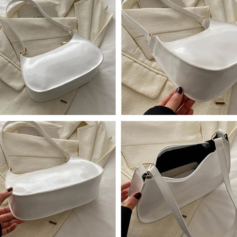 Bolsa Feminina Tiracolo Baguete Feminina de Ombro em Verniz