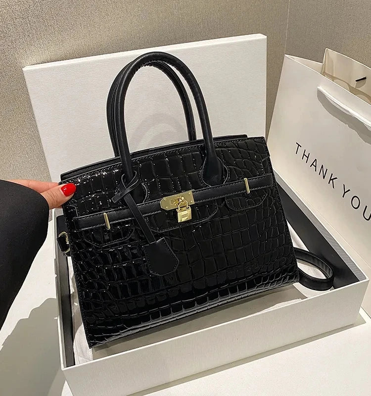 Bolsa Feminina Tote Modelo Queen Croco White – Edição Limitada