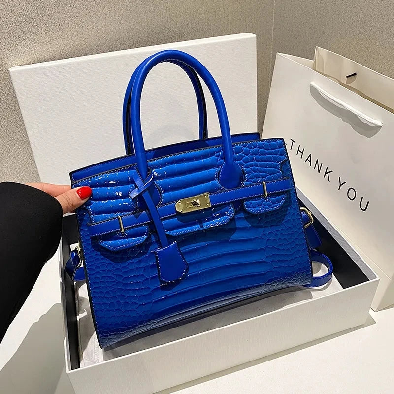 Bolsa Feminina Tote Modelo Queen Croco White – Edição Limitada