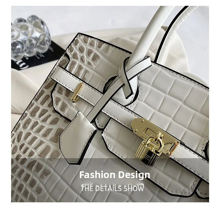 Bolsa Feminina Tote Modelo Queen Croco White – Edição Limitada