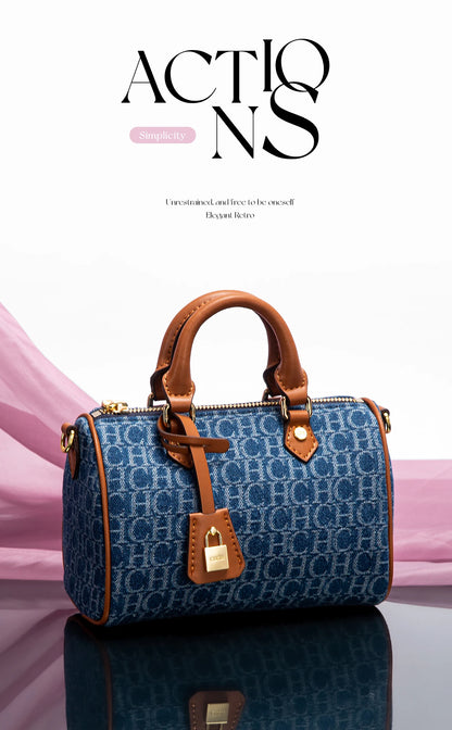 Bolsa Feminina Tiracolo Barrel Retro Denim