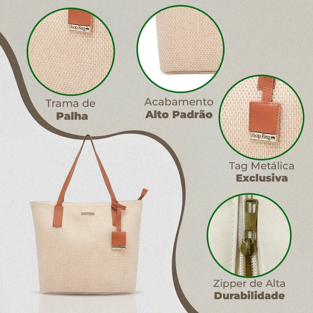 Bolsa Feminina Sacola Grande Shopbag Palha California